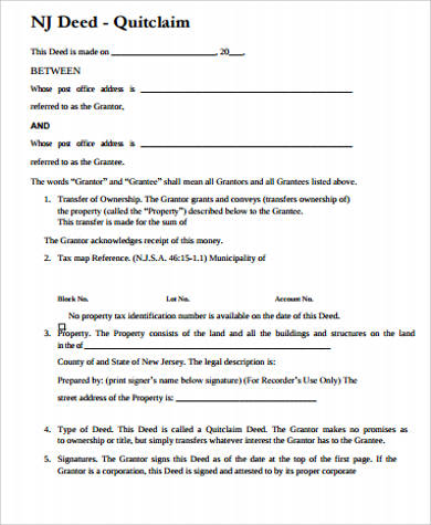 blank quick deed form