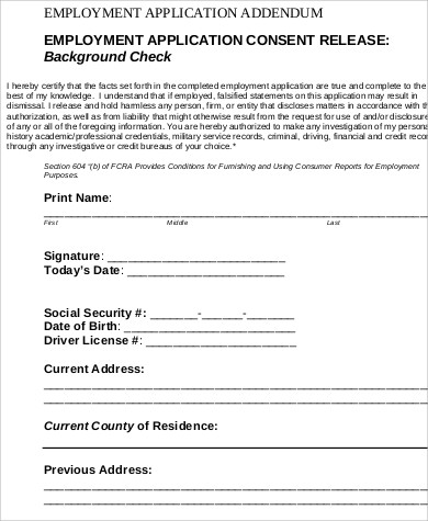 Background check for job application