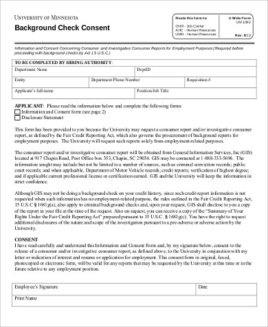 FREE 8+ Background Check Consent Form Samples in MS Word | PDF