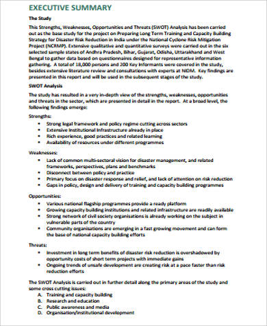 swot analysis report example