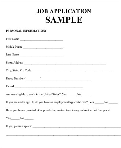 FREE 7 Practice Job Application Samples In MS Word PDF   Blank Job Application Sample 