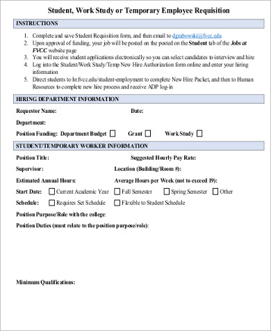 temporary employee requisition form