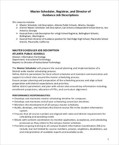 scheduler job description healthcare