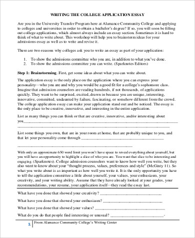 college application essay thesis examples