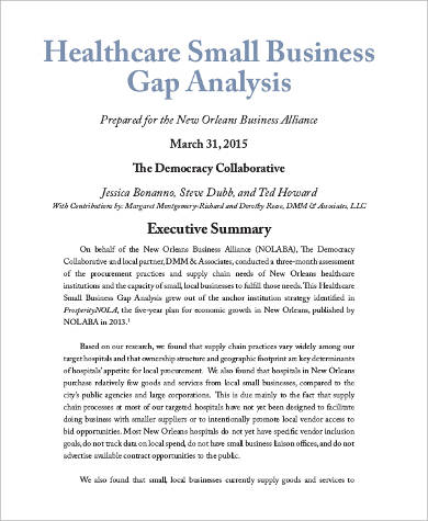 healthcare small business gap analysis