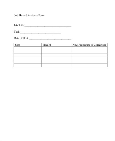 sample job hazard analysis form