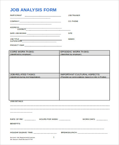 Job Analysis Form Pdf, Sample Jobysis Form, Job Analysis Form Pdf