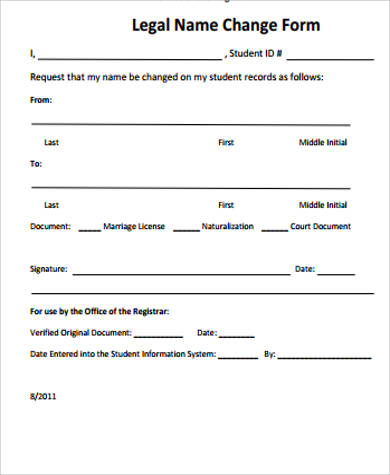 legal name change form printable