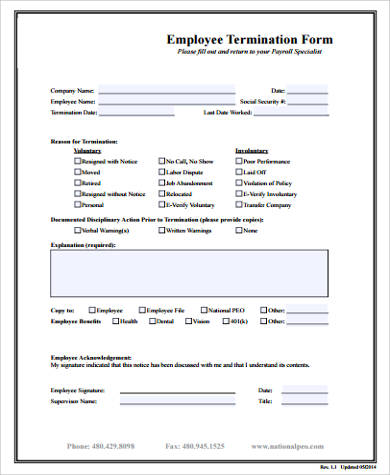 employee termination form