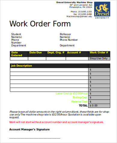 work order request form in doc