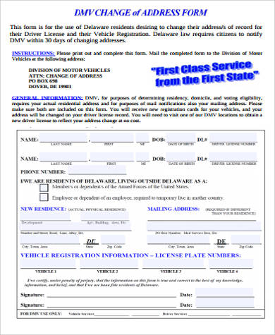 sample dmv address change form