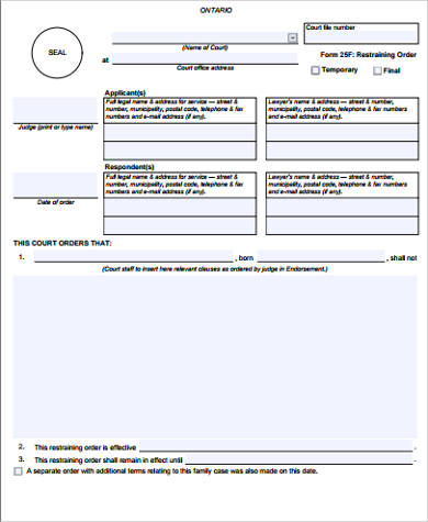 Sample Restraining Order Letter