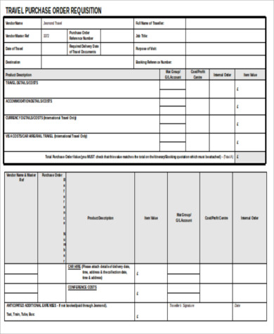 travel purchase order form
