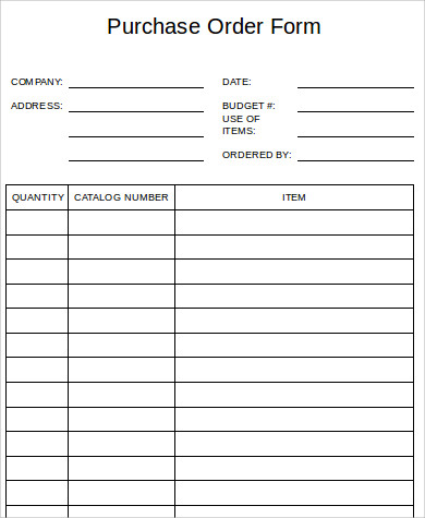 purchase order form