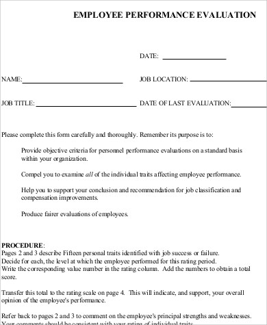 employee performance review form pdf