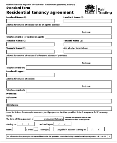 standard tenancy agreement example1