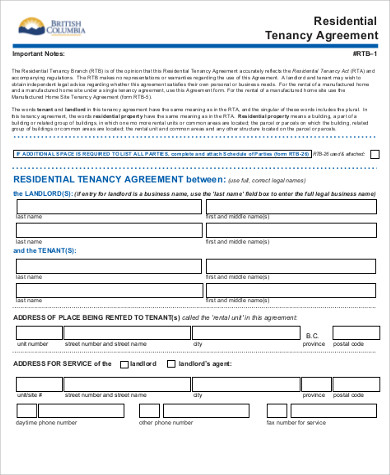 residential tenancy agreement sample