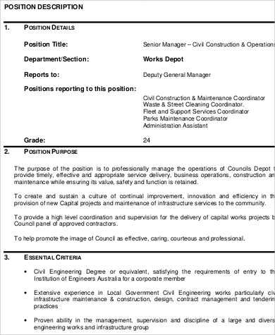 Senior Construction Manager Job Description Pdf : 1 - Project control