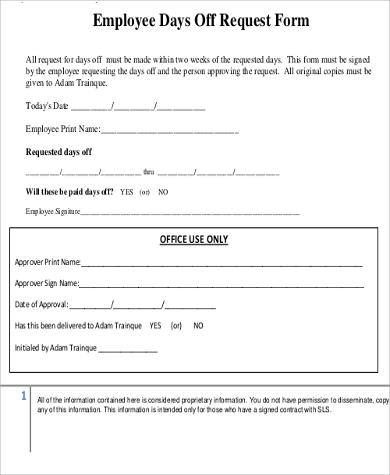 employee days off request form pdf