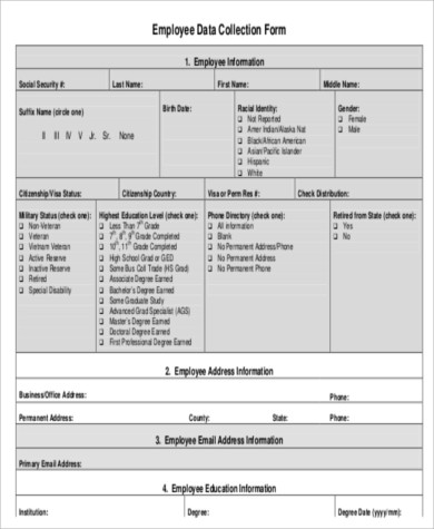 employee details collection form