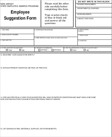 employee suggestion box form