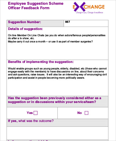 employee suggestion feedback form