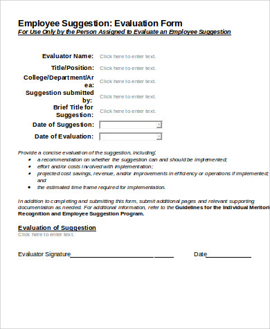 employee suggestion program evaluation form