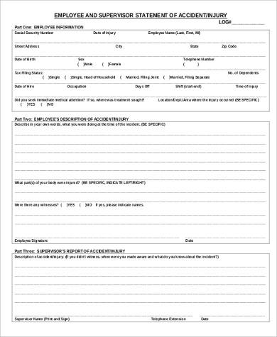 sample injured employee statement form