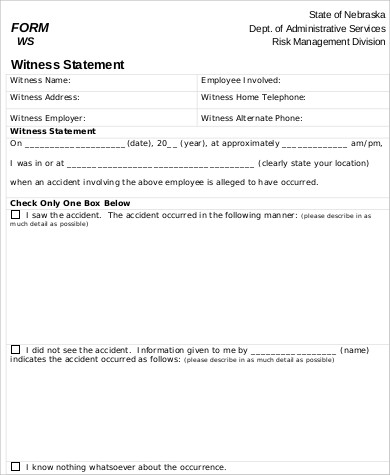 employee witness statement form