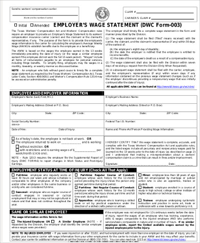 employee wage statement form