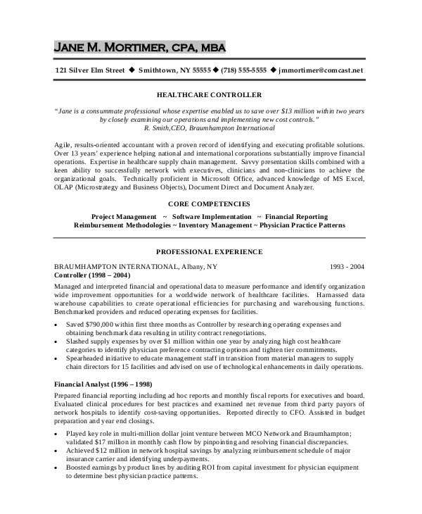 sample healthcare resume in pdf