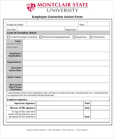 employee corrective disciplinary action form