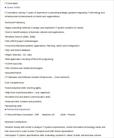 it consultant resume