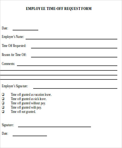 employee request for time off form