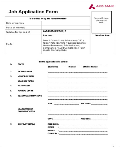 FREE 6+ Sample Standard Job Application Forms in MS Word | PDF