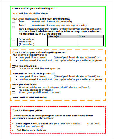 sample smart asthma action plan