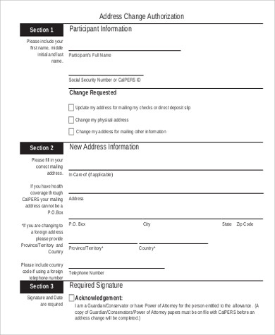 Social security change of address form