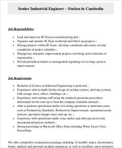 manufacturing engineer job description