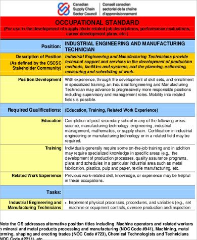 industrial manufacturing engineer job description