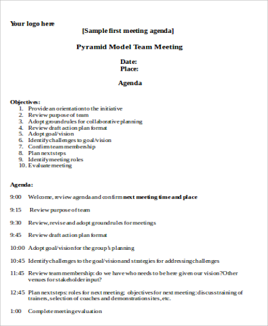 Free 6 Team Meeting Agenda Samples In Pdf Ms Word