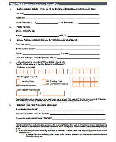 customer information request form