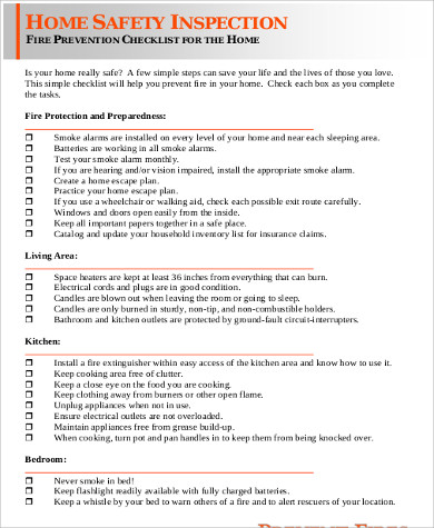 home safety inspection form example