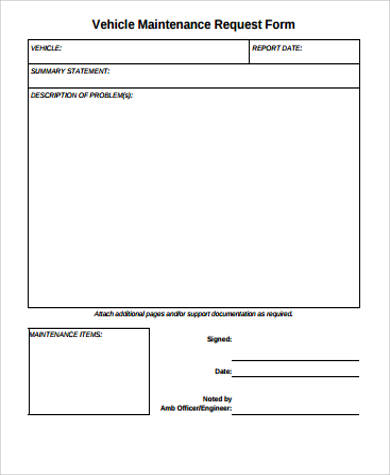 vehicle maintenance request form