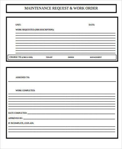 maintenance request work order form