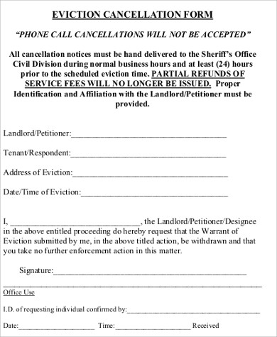 eviction cancellation form