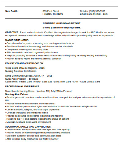 entry level cna resume objective