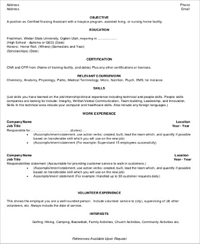 Cna Resume Objective Samples - BEST RESUME EXAMPLES