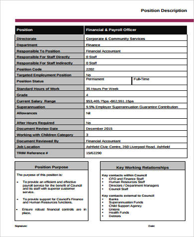 finance payroll officer job description