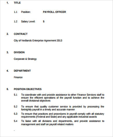 payroll officer job description pdf