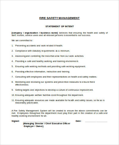 fire safety action plan